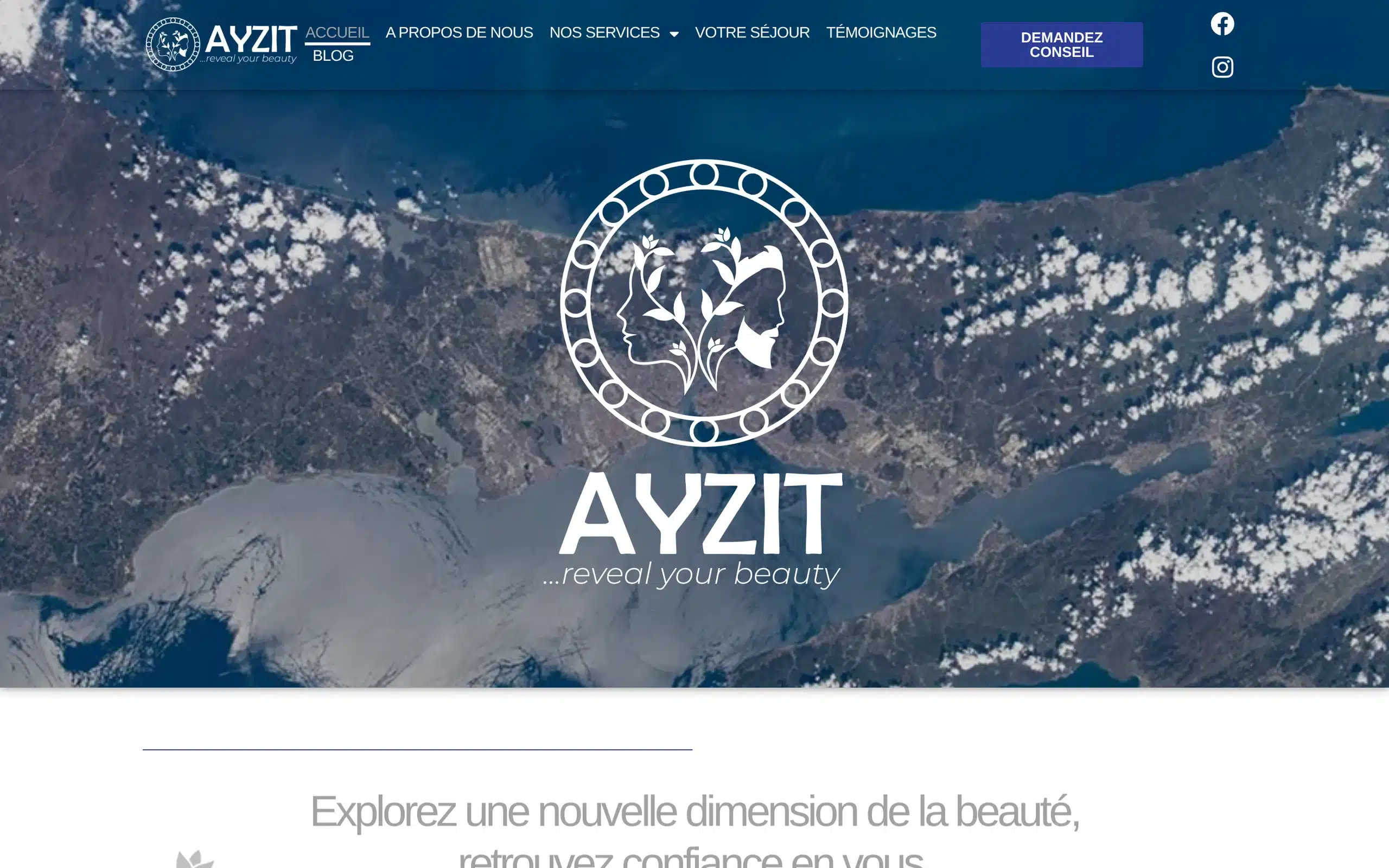 Accueil du site AYZIT et son univers visuel de montagne
