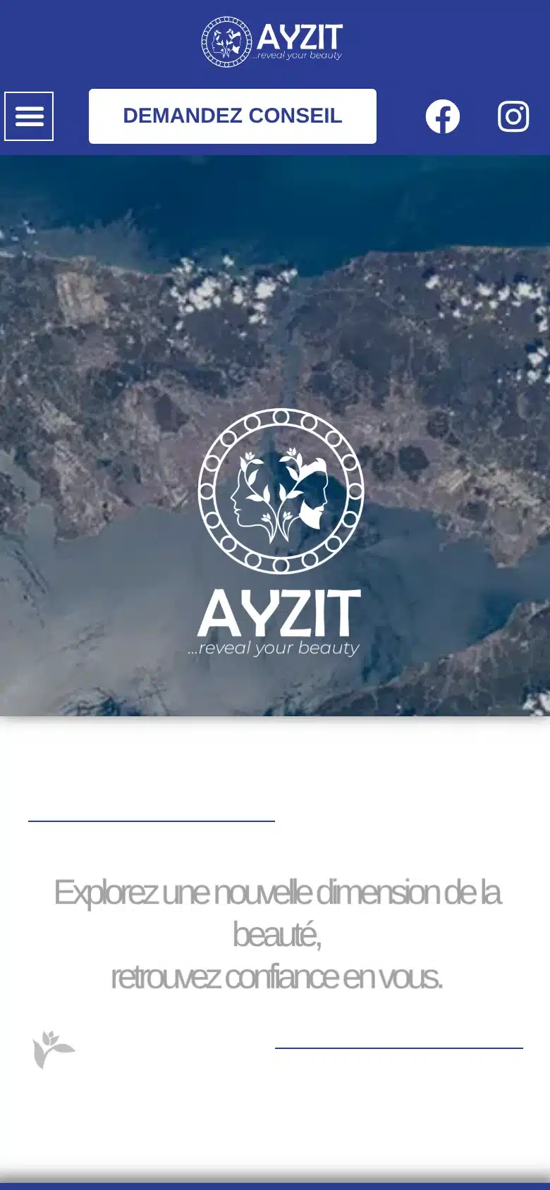 Page d’accueil du site AYZIT sur mobile