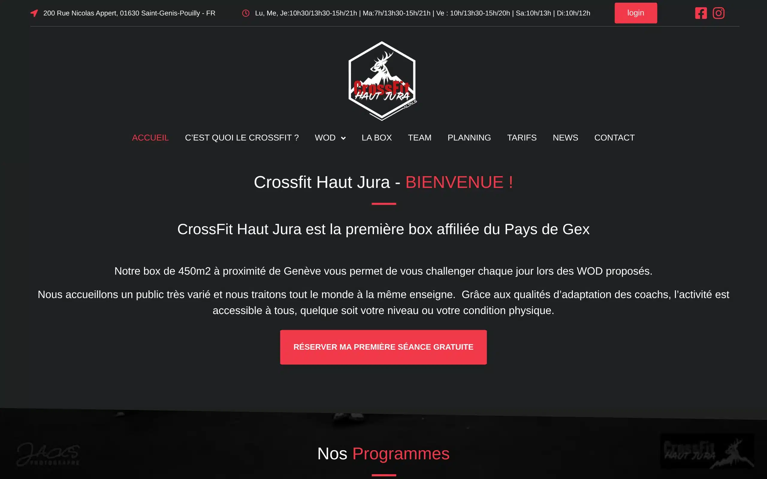 Accueil du site CrossFit Haut Jura et présentation de la box