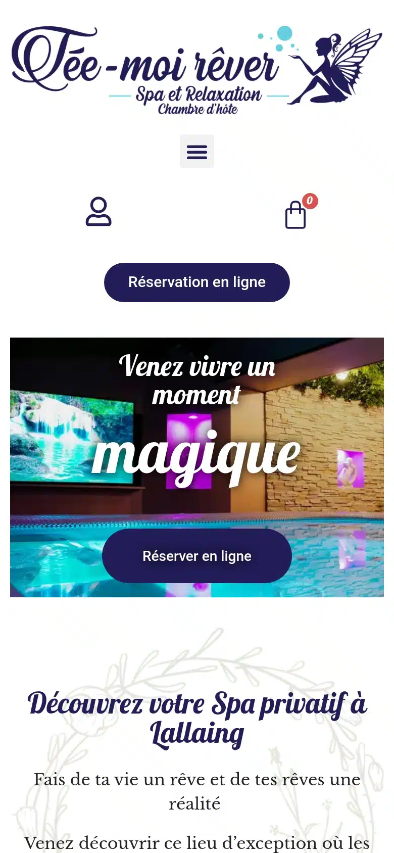 Accueil du site Fée Moi Rêver dans sa version mobile
