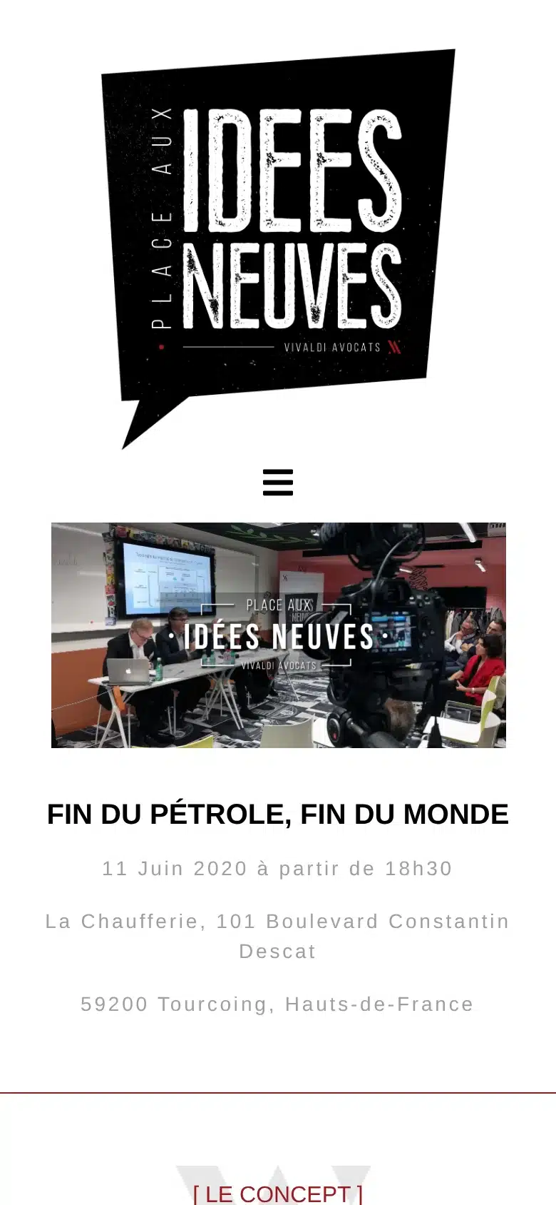 Page d’accueil du site Place aux idées neuves sur mobile