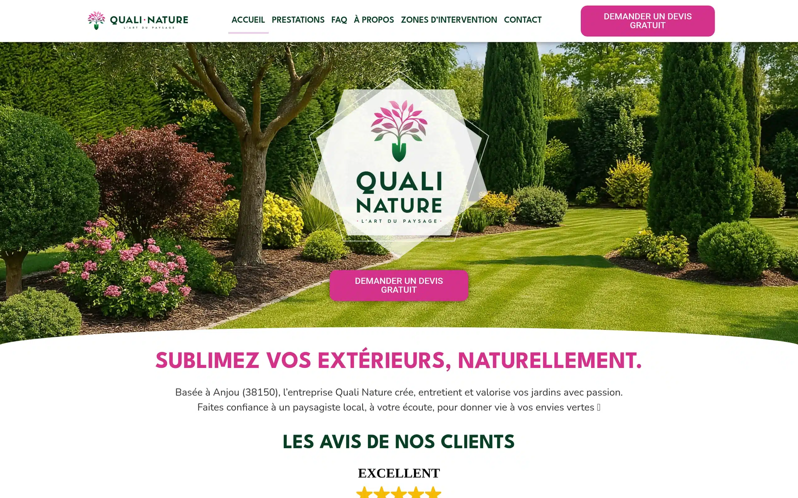 Site WordPress Quali Nature conçu par Amazeinweb
